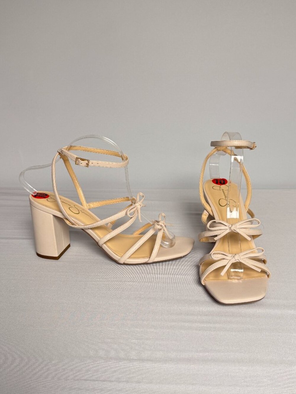 10 Jessica Simpson Shendra Blush Pink Nude Bows Ankle Strap Strappy Sandals Shoe